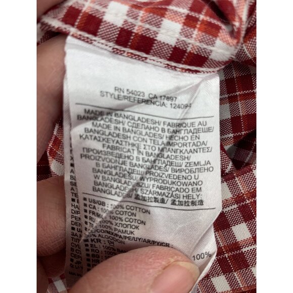Banana Republic Mens XL Red White Checkered Plaid Button Down Long Sleeve Shirt - Picture 6 of 9